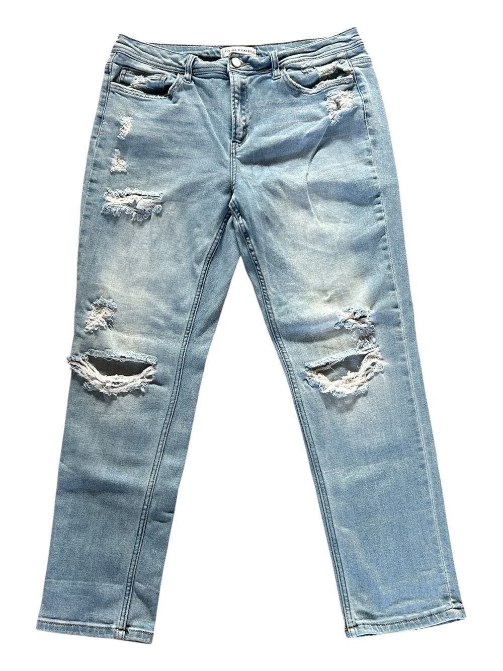 Flying Monkey Light Wash Distressed Boyfriend Jeans